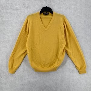 Brooks Brothers Sweater Mens‎ MED Yellow Merino Wool V-Neck Pullover